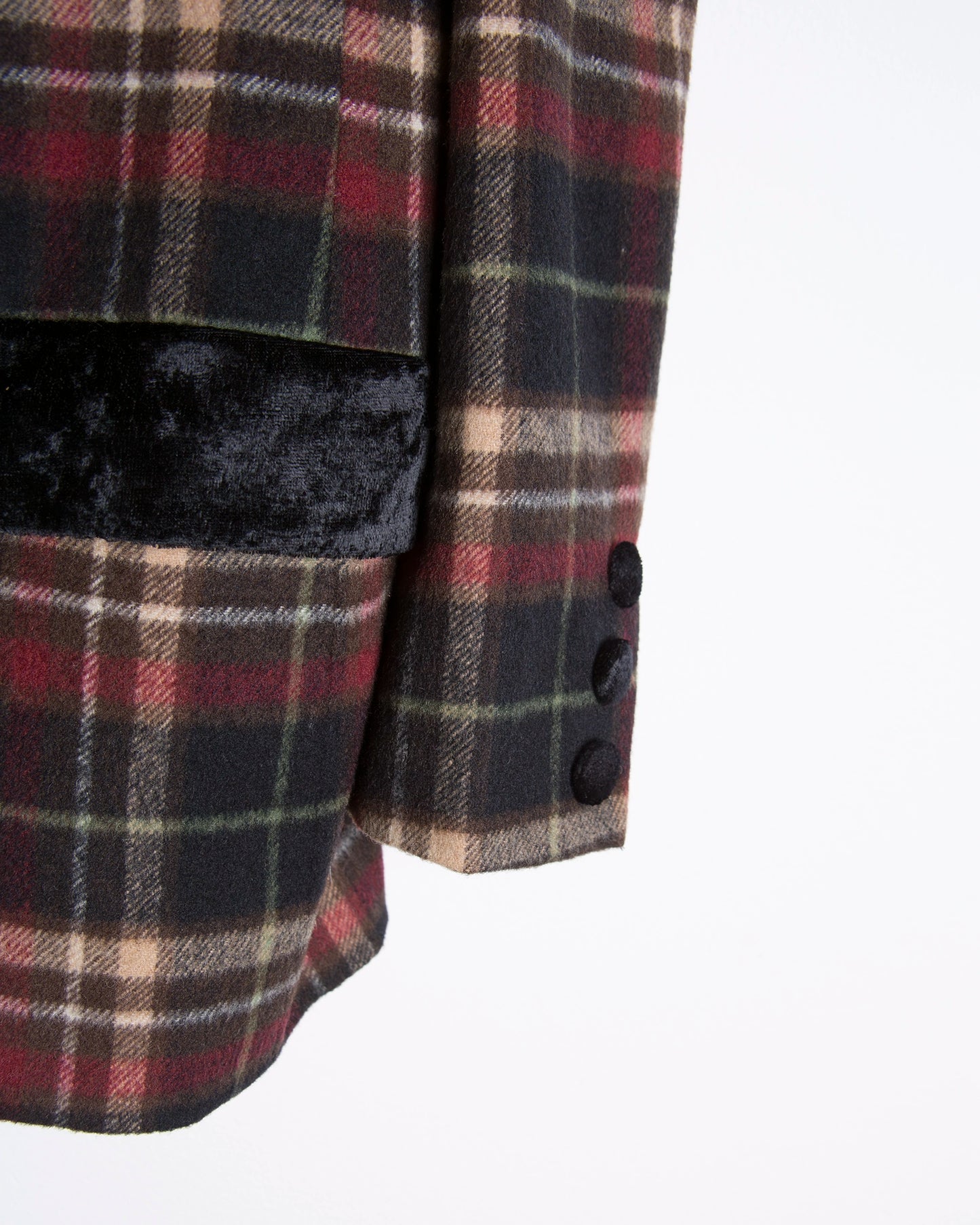 Giacca Blazer scozzese donna in lana con collo in velluto