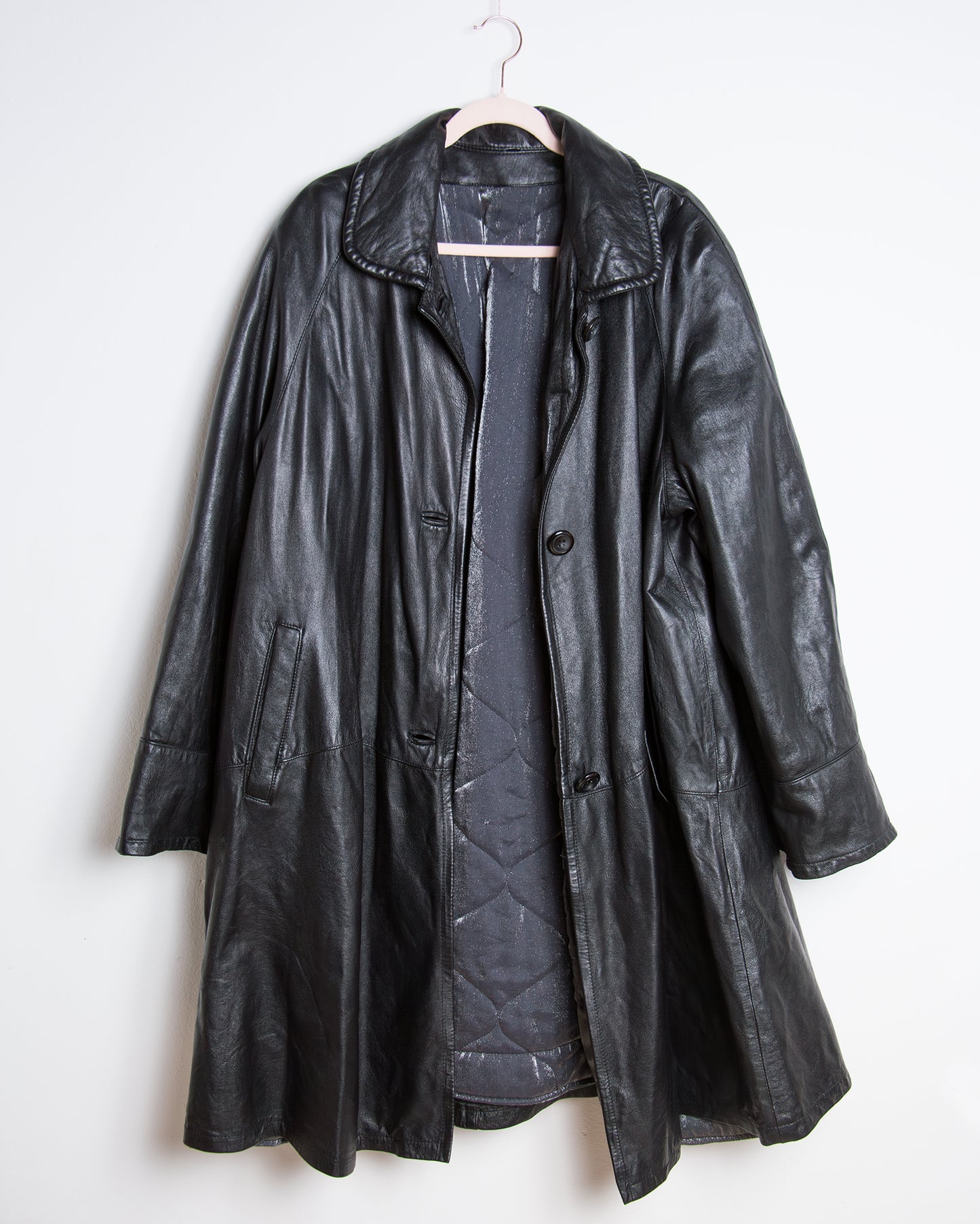 Cappotto lungo in pelle nera da donna taglia 46 – Forester