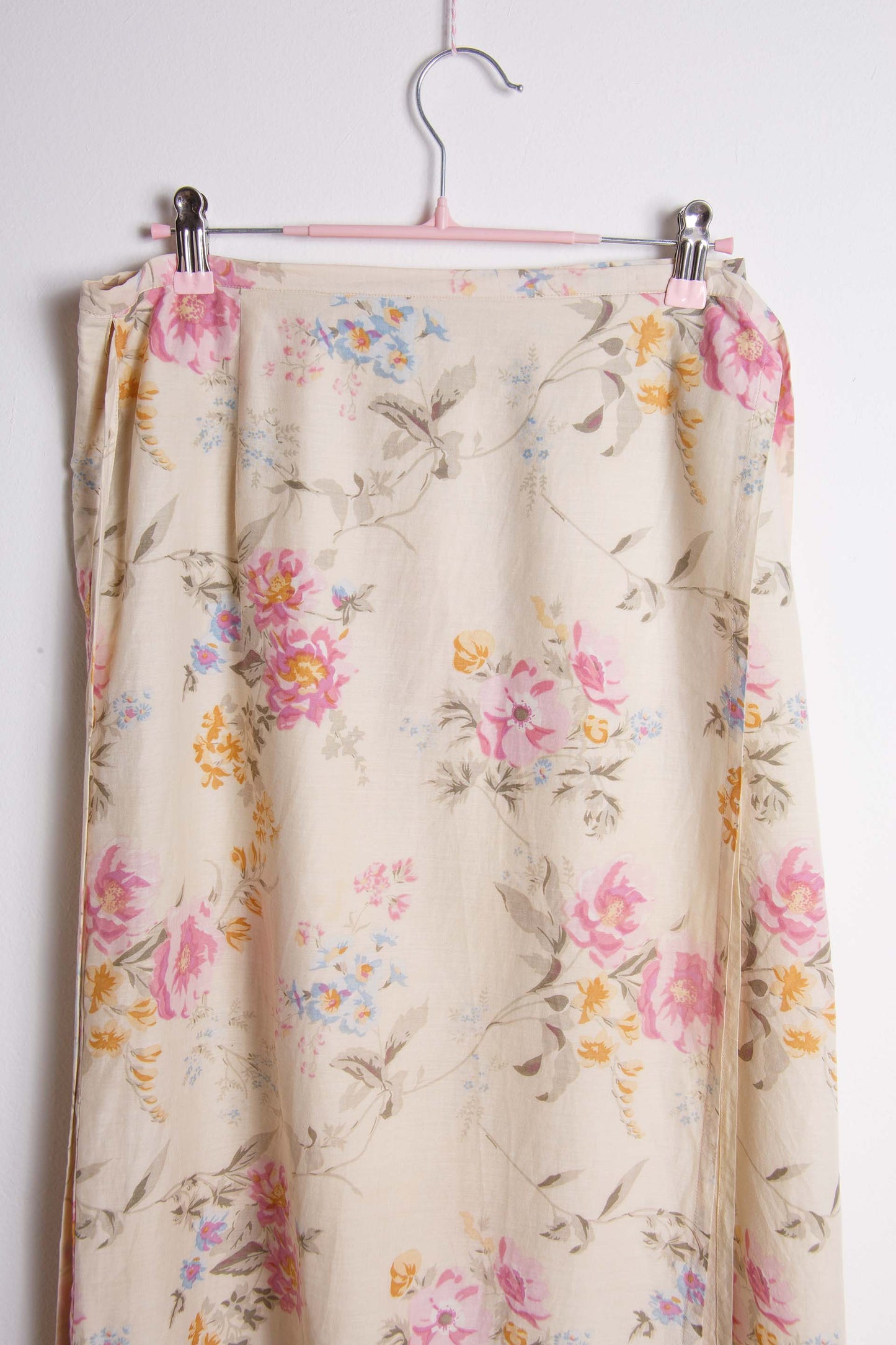 Gonna lunga vintage floreale – Cotone misto, fantasia rosa | Rivesty Vintage