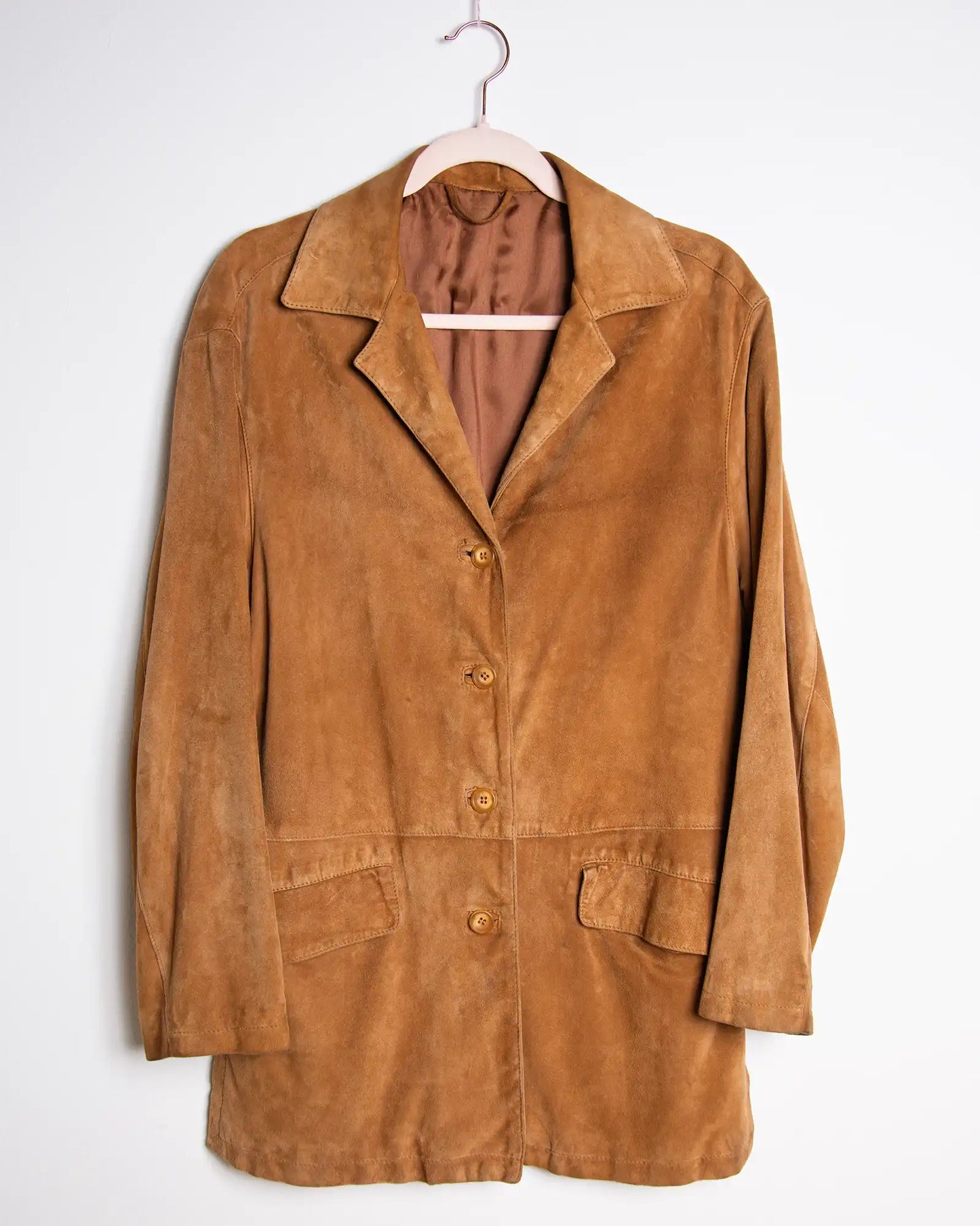 Giacca donna in pelle scamosciata di capra color whisky – Taglia 44