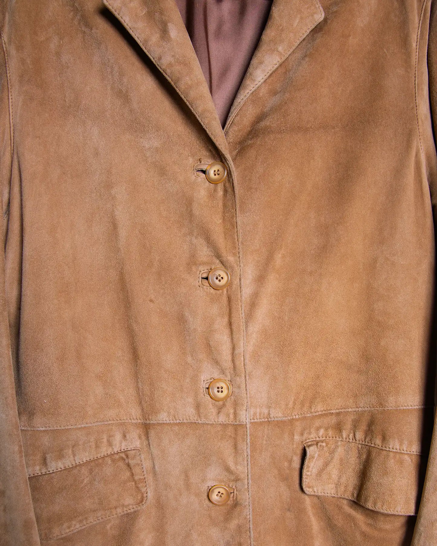 Giacca donna in pelle scamosciata di capra color whisky – Taglia 44