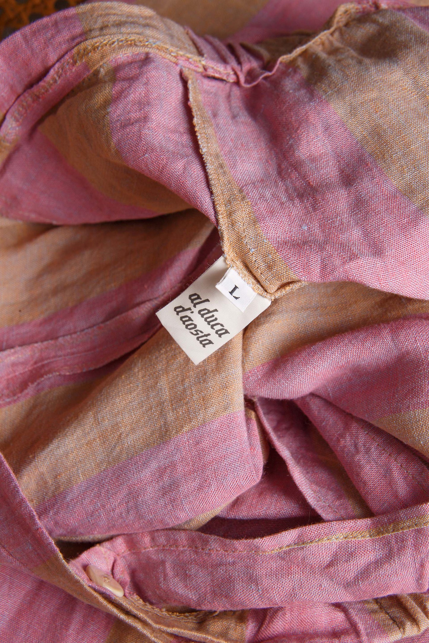 Pantaloni vintage in lino a righe rosa Al Duca d’Aosta – Taglia L | Rivesty Vintage