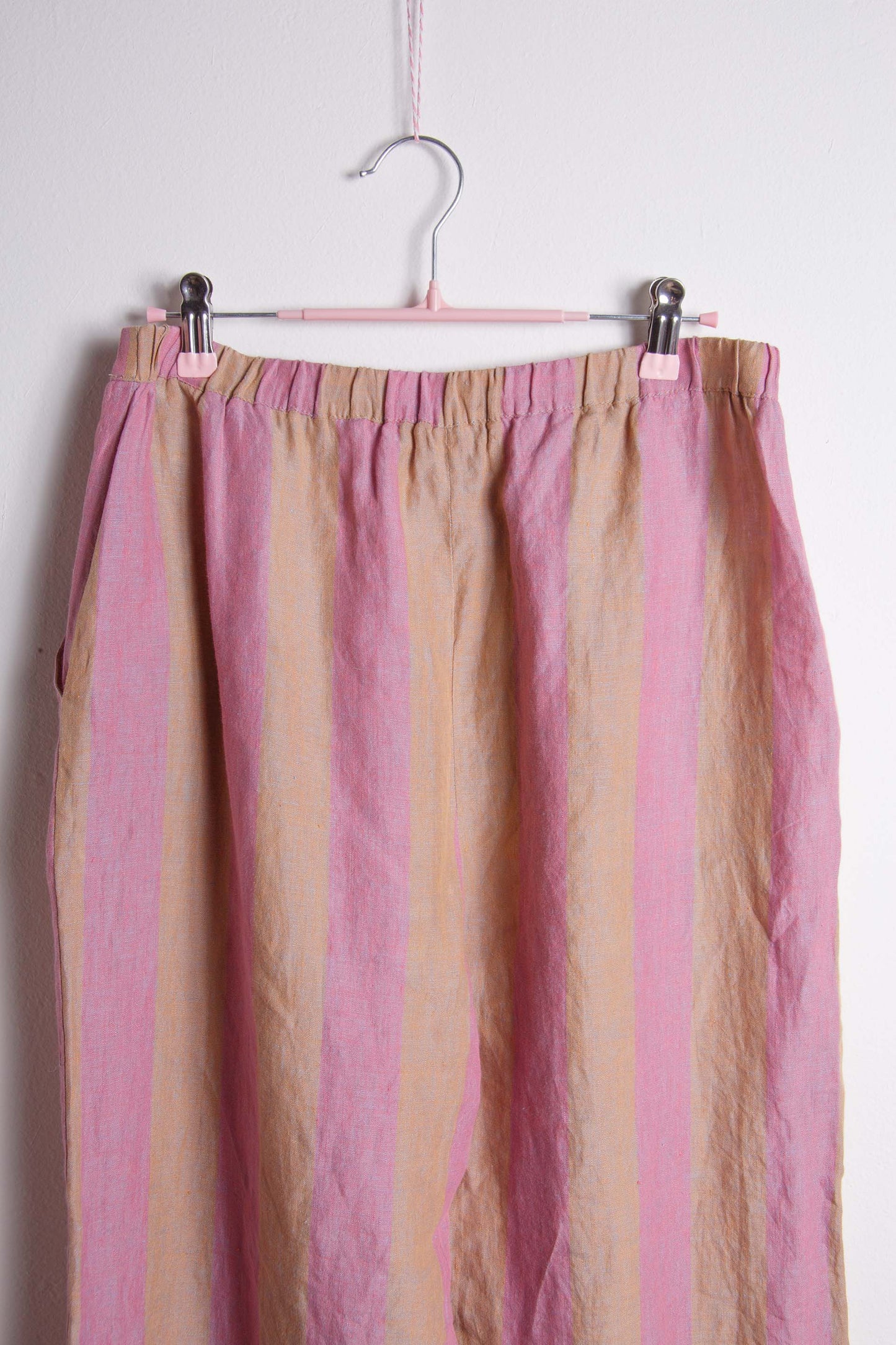 Pantaloni vintage in lino a righe rosa Al Duca d’Aosta – Taglia L | Rivesty Vintage
