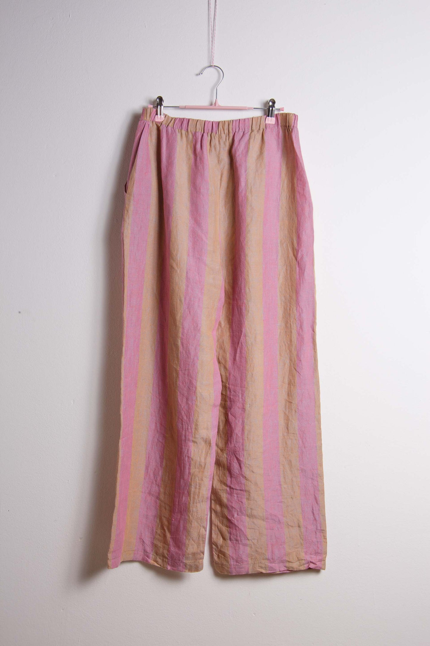 Pantaloni vintage in lino a righe rosa Al Duca d’Aosta – Taglia L | Rivesty Vintage