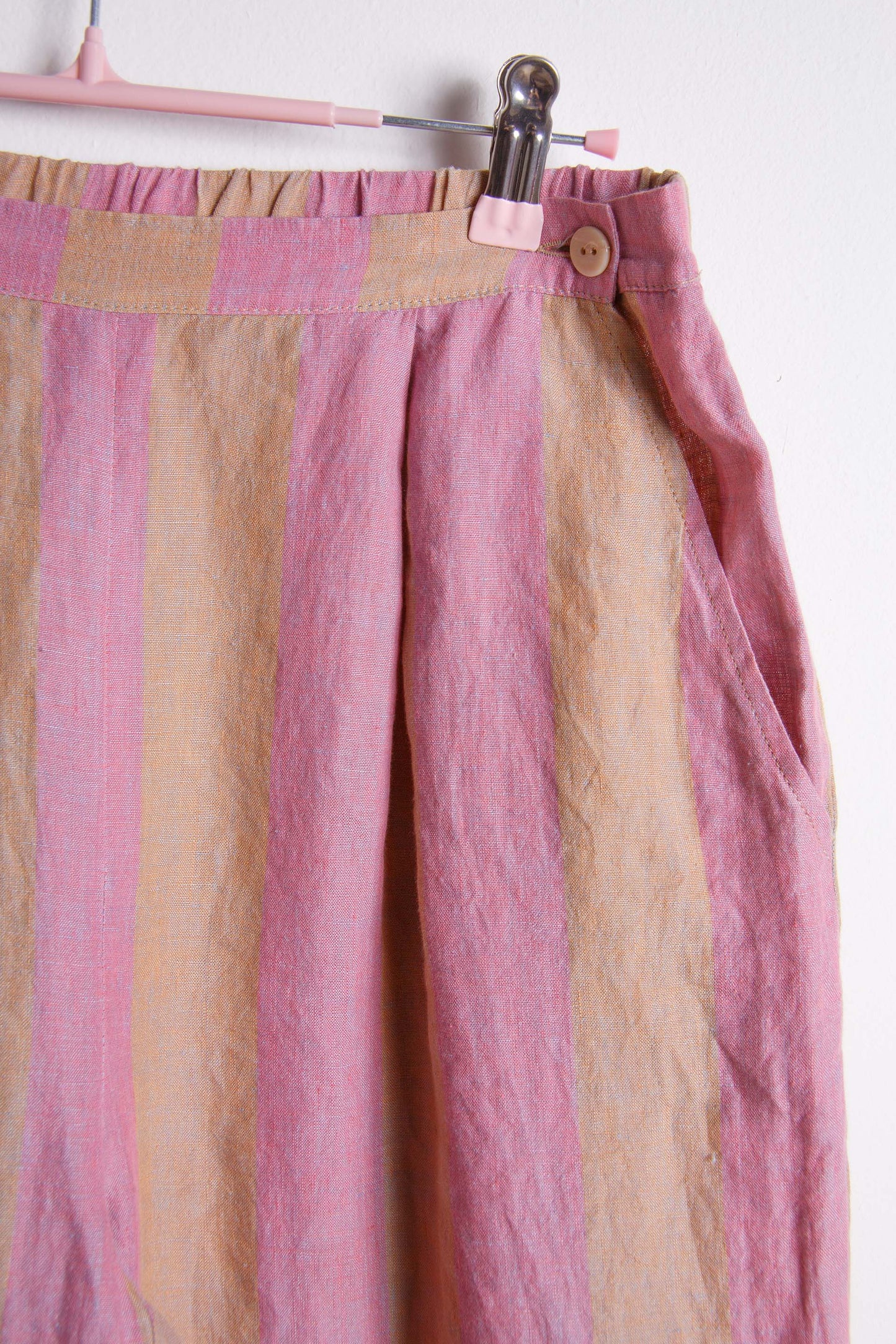 Pantaloni vintage in lino a righe rosa Al Duca d’Aosta – Taglia L | Rivesty Vintage