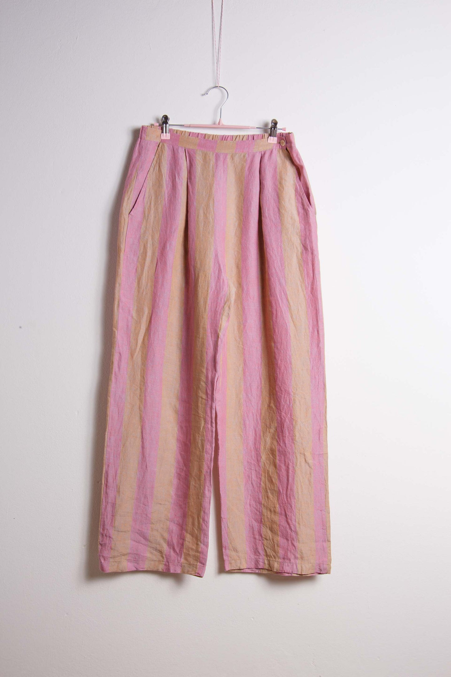 Pantaloni vintage in lino a righe rosa Al Duca d’Aosta – Taglia L | Rivesty Vintage