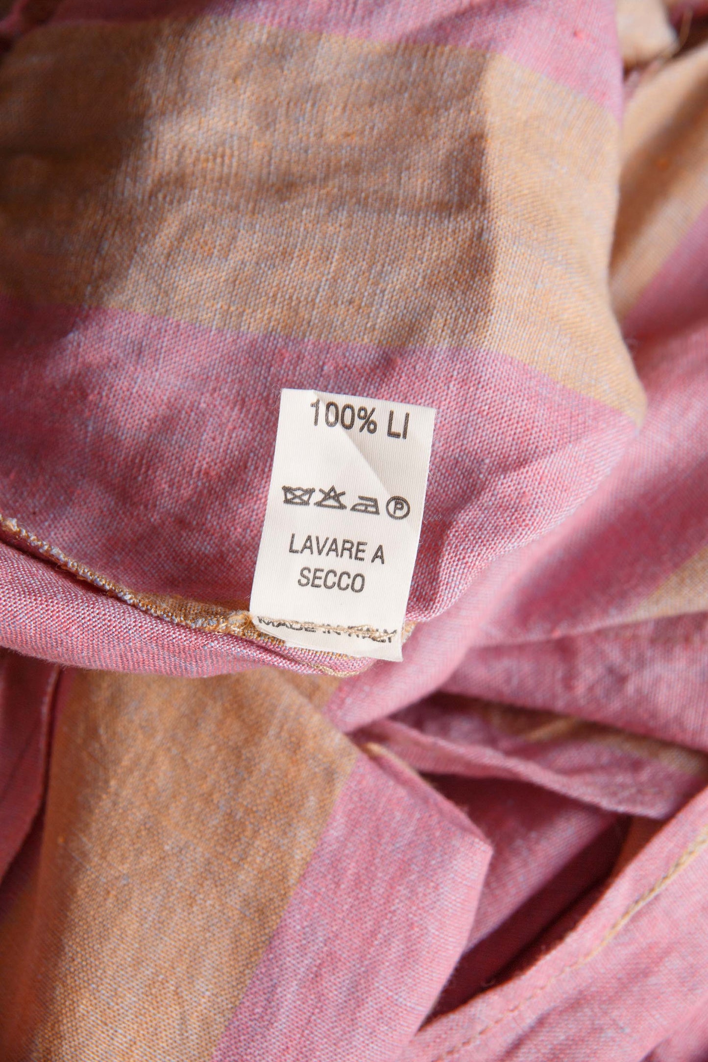 Pantaloni vintage in lino a righe rosa Al Duca d’Aosta – Taglia L | Rivesty Vintage