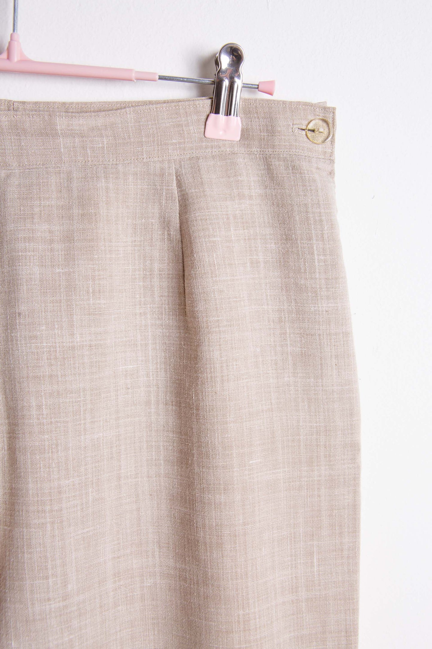 Pantaloni vintage sartoriali a sigaretta in lino beige – Taglia media | Rivesty Vintage