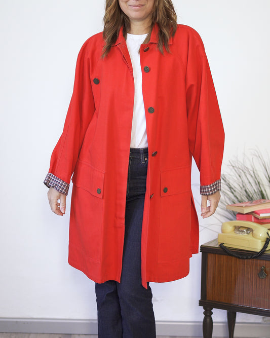 Trench rosso donna cotone taglia 42 – Made in Italy