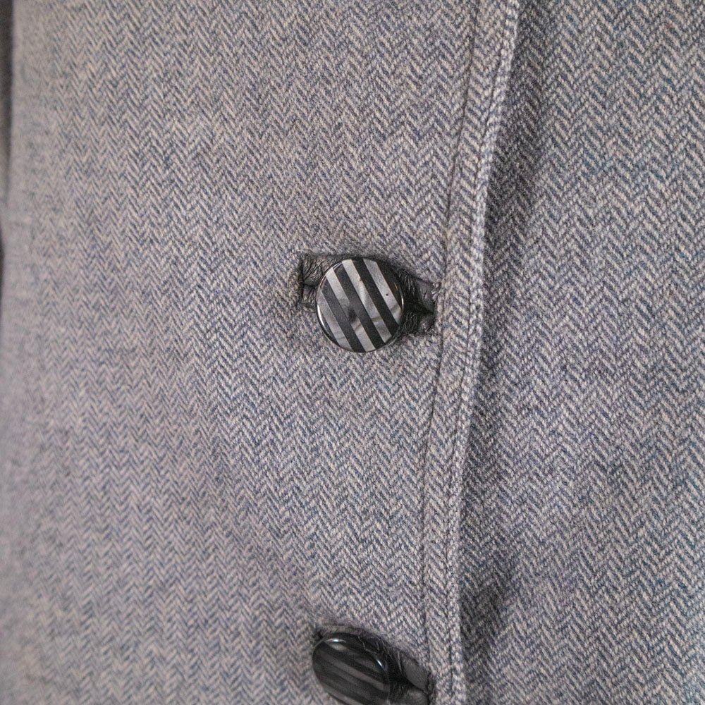 Blazer Vintage a Spina di Pesce con Colletto in Pelle - abbigliamento vintage Rivesty