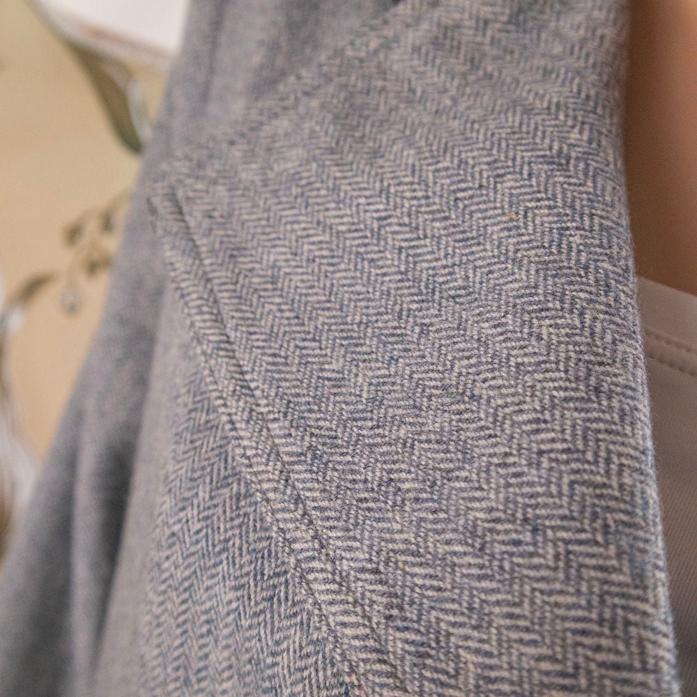 Blazer Vintage a Spina di Pesce con Colletto in Pelle - abbigliamento vintage Rivesty