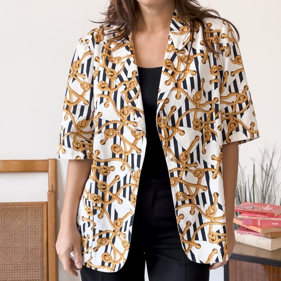 Blazer vintage fantasia nodo marinaio dorato - abbigliamento vintage Rivesty