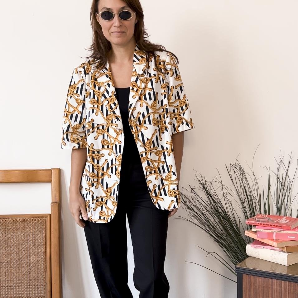 Blazer vintage fantasia nodo marinaio dorato - abbigliamento vintage Rivesty