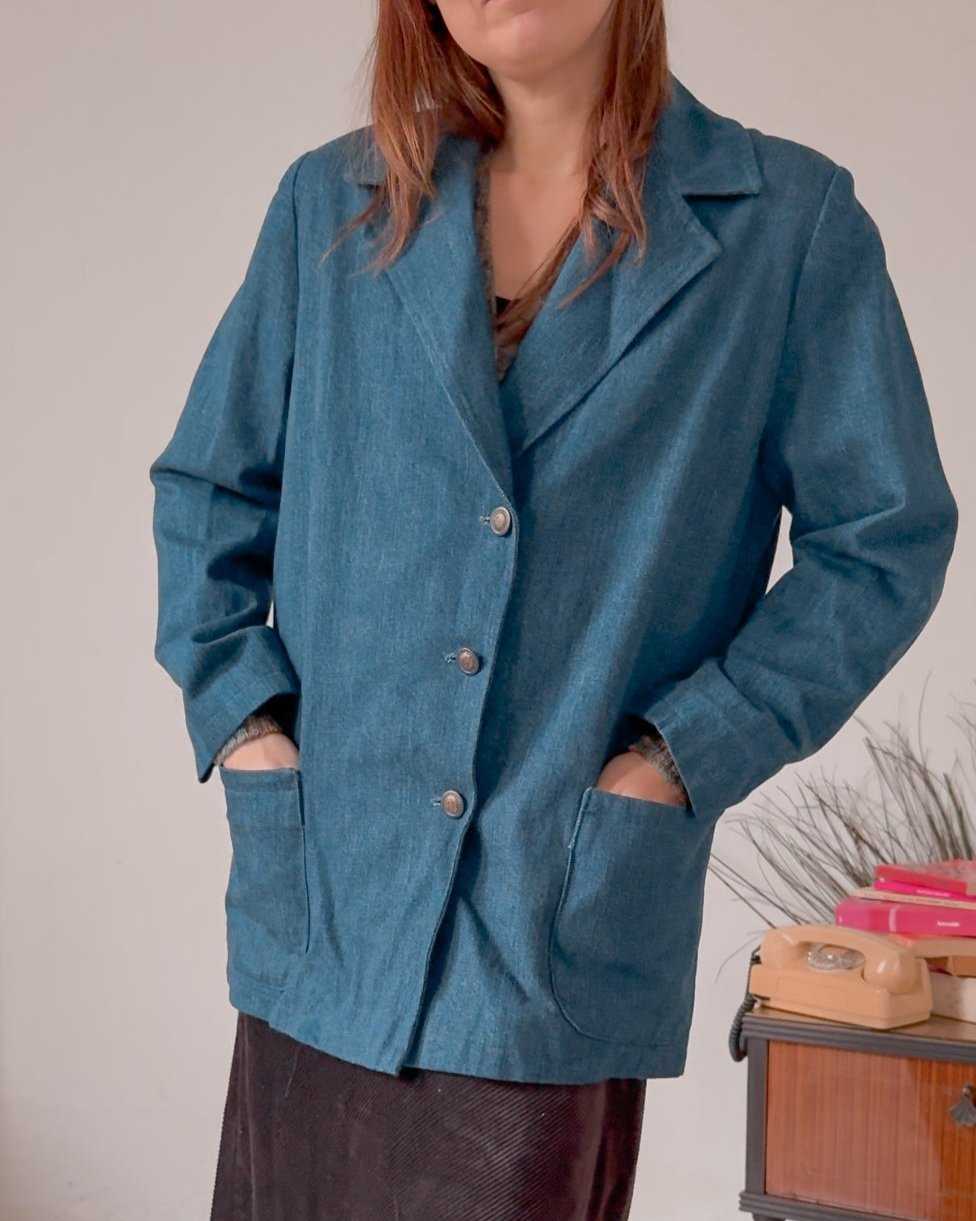 Blazer vintage in denim - abbigliamento vintage Rivesty