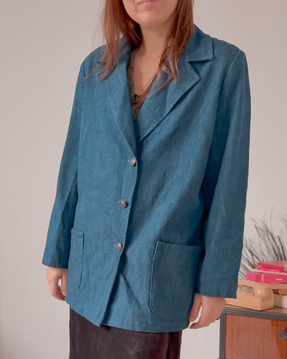 Blazer vintage in denim - abbigliamento vintage Rivesty