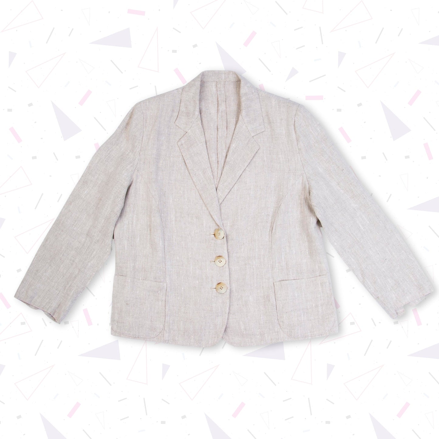 Blazer vintage in lino beige - abbigliamento vintage Rivesty