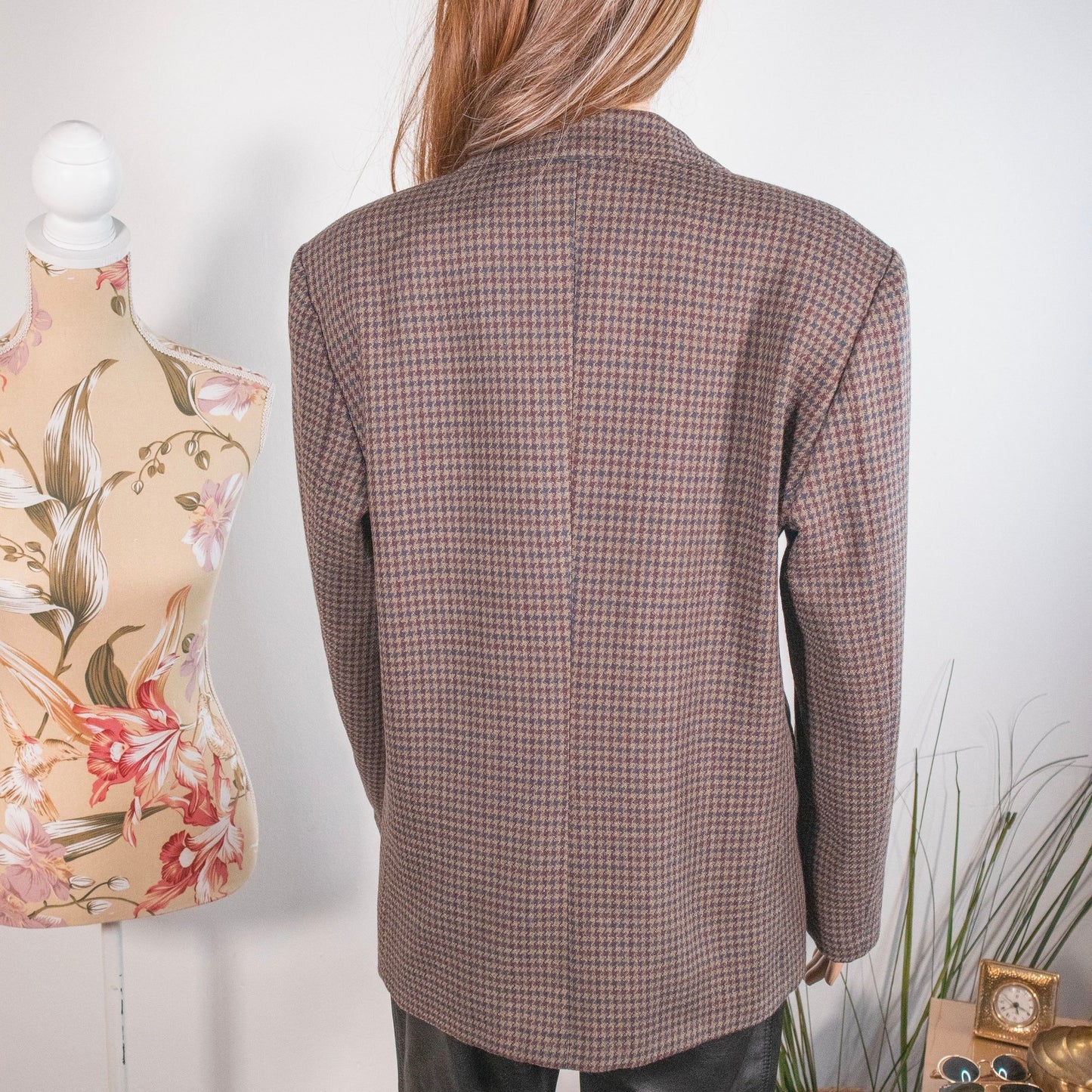Blazer vintage tonalità marrone pied de poule - abbigliamento vintage Rivesty