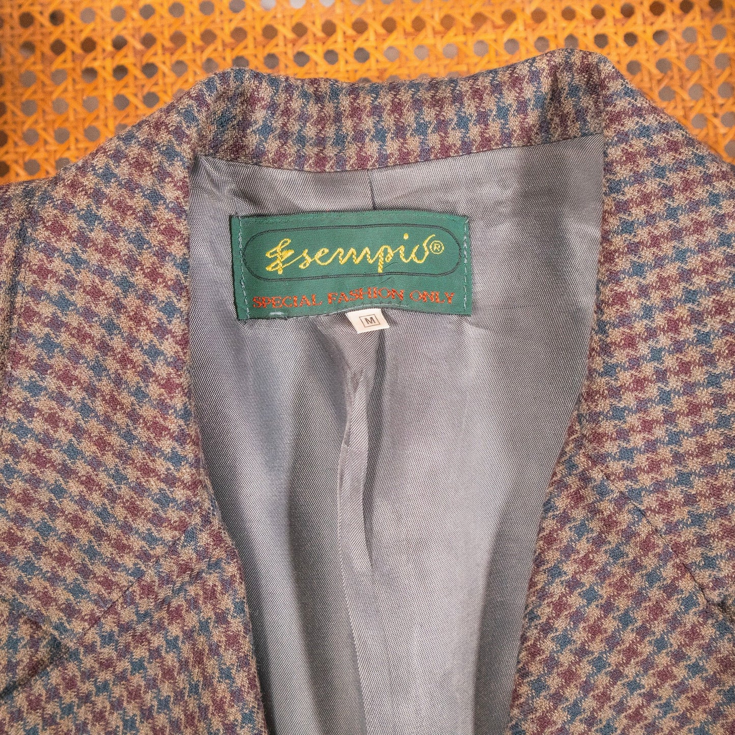 Blazer vintage tonalità marrone pied de poule - abbigliamento vintage Rivesty