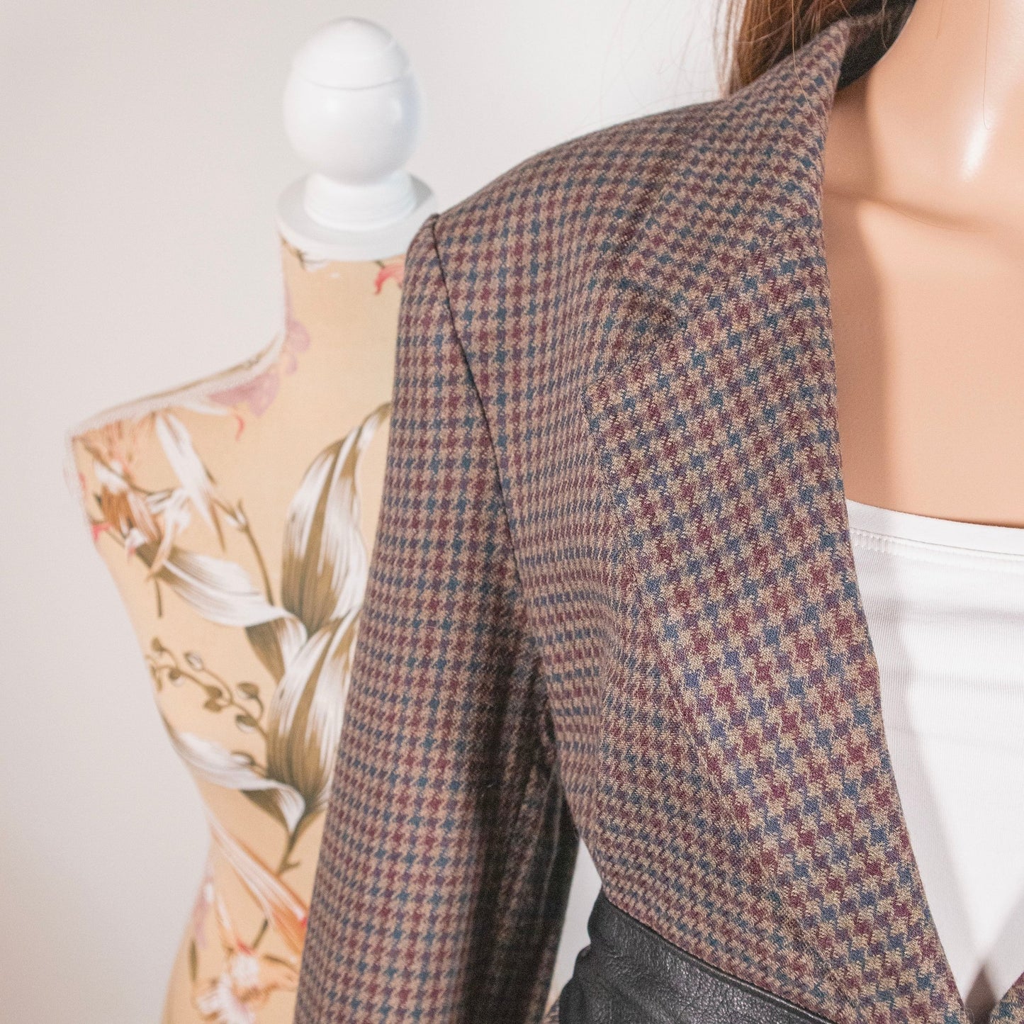 Blazer vintage tonalità marrone pied de poule - abbigliamento vintage Rivesty