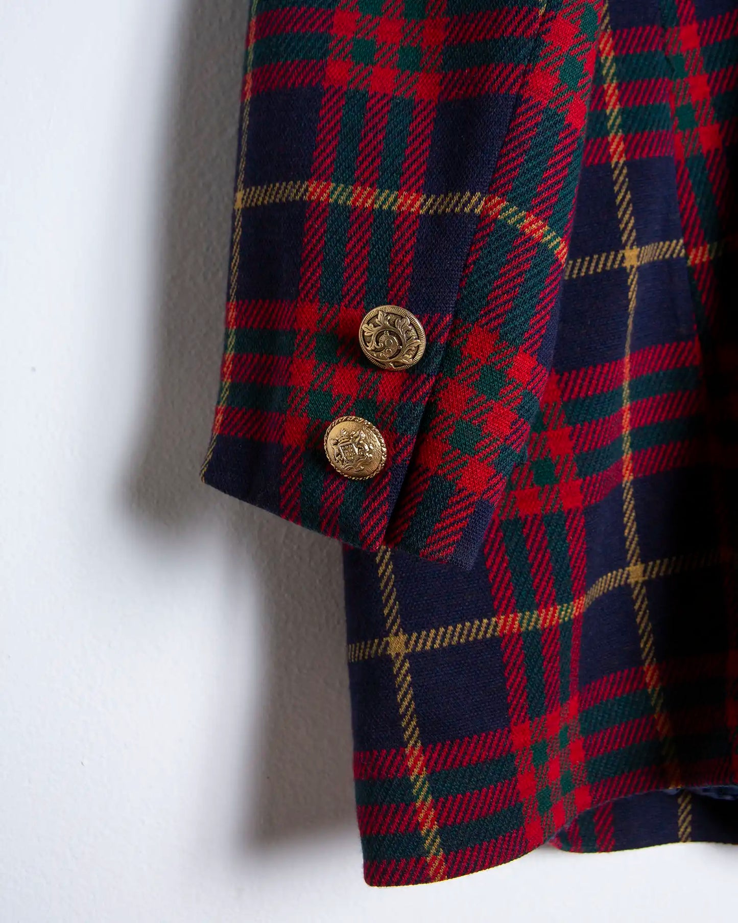 Blazer oversize donna in lana scozzese con dettagli rossi