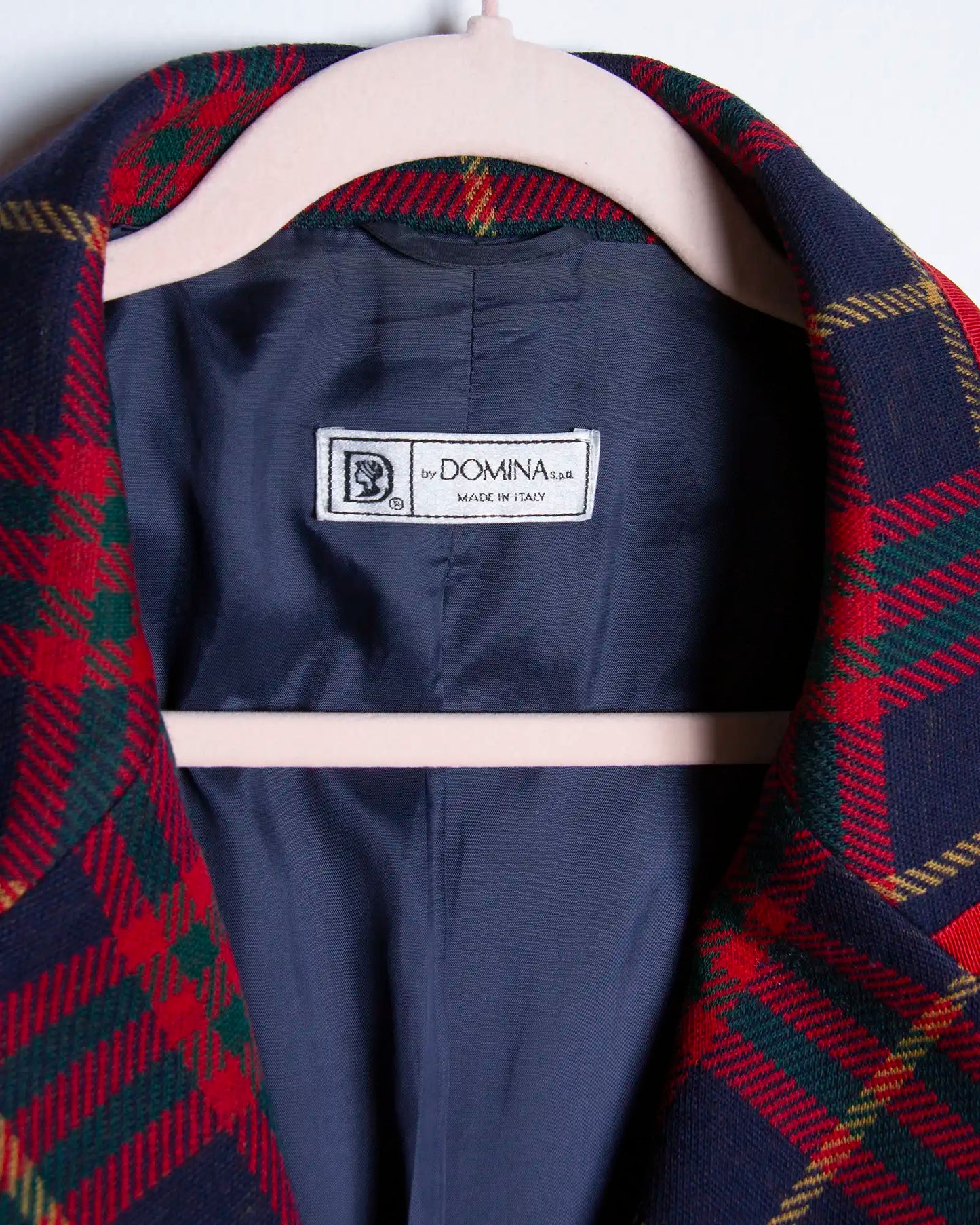 Blazer oversize donna in lana scozzese con dettagli rossi