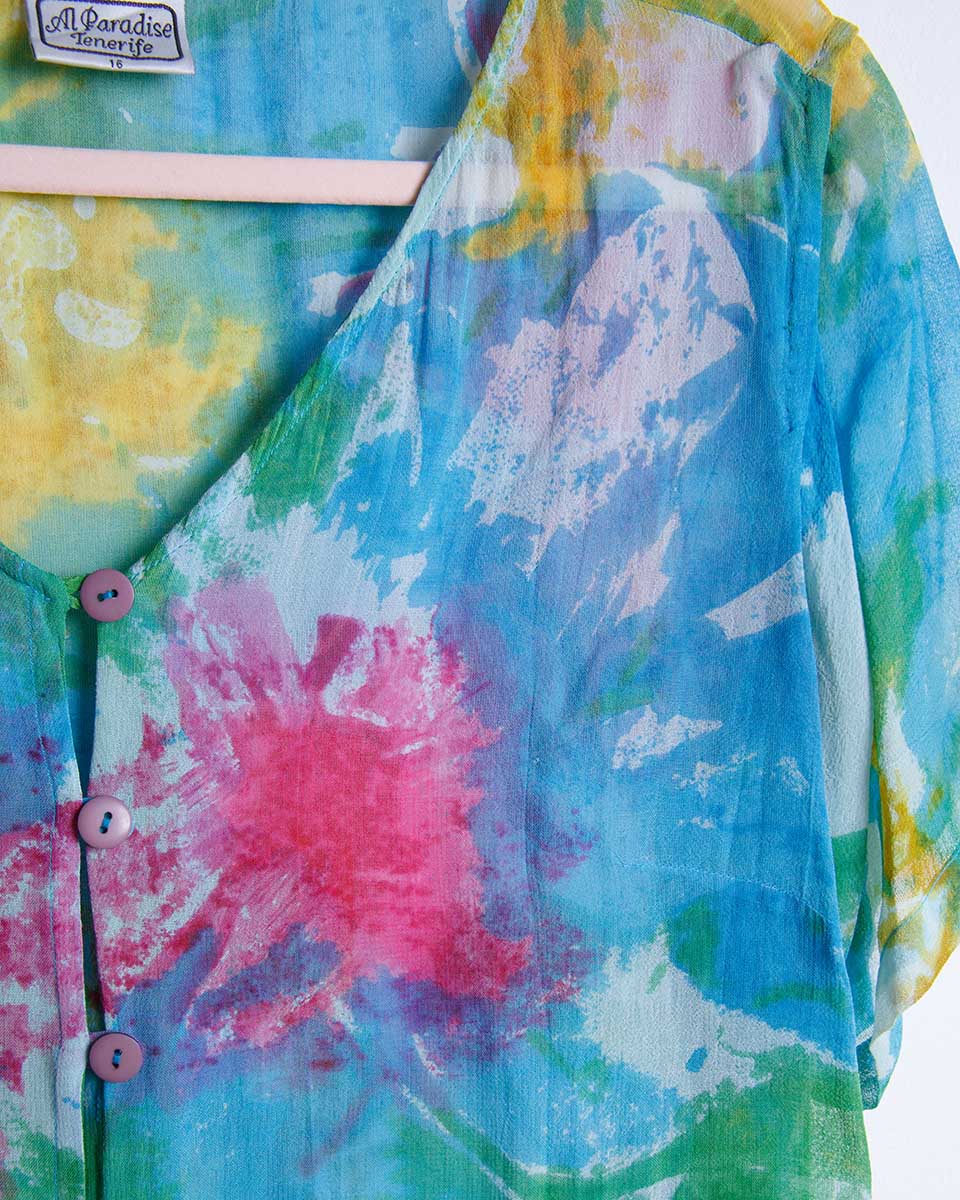 Blusa floreale leggera in viscosa – Taglia M/L - abbigliamento vintage Rivesty