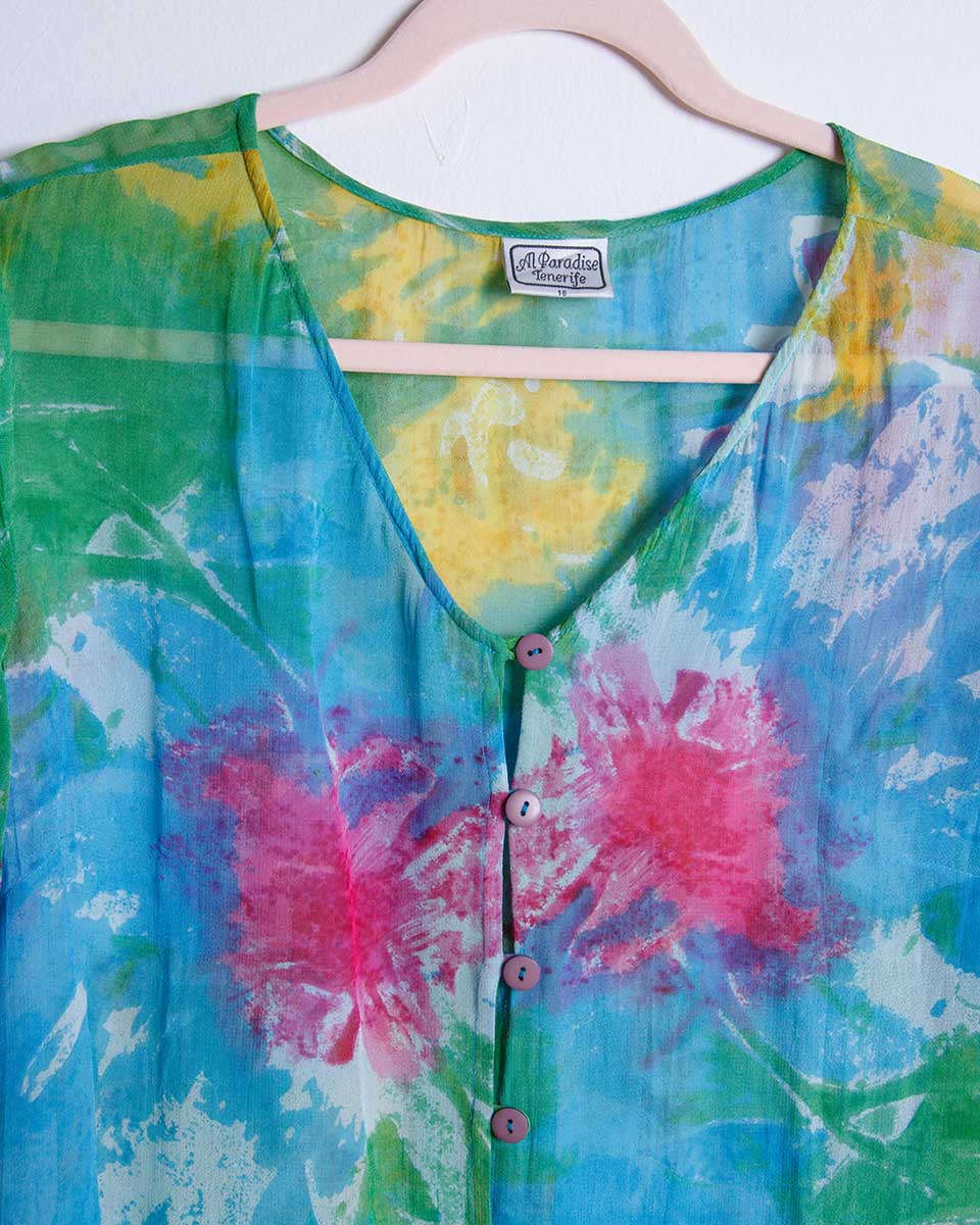 Blusa floreale leggera in viscosa – Taglia M/L - abbigliamento vintage Rivesty