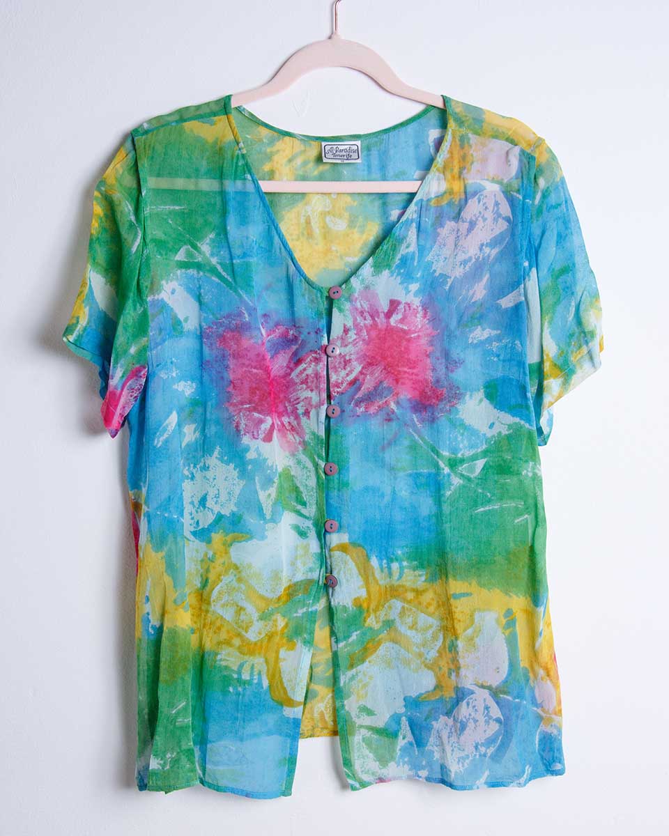 Blusa floreale leggera in viscosa – Taglia M/L - abbigliamento vintage Rivesty