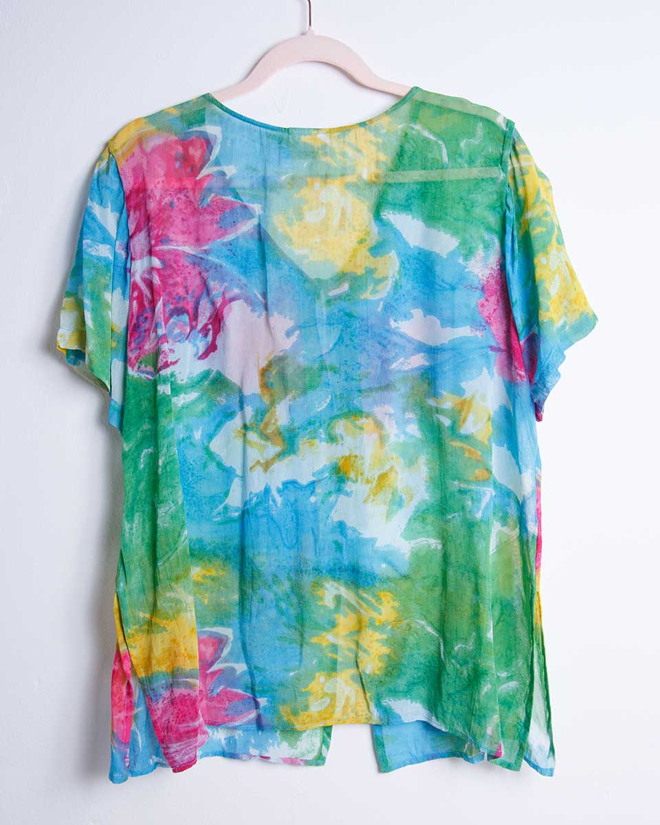 Blusa floreale leggera in viscosa – Taglia M/L - abbigliamento vintage Rivesty