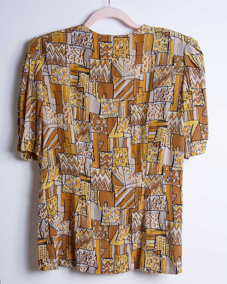 Blusa sartoriale vintage in pura seta - abbigliamento vintage Rivesty