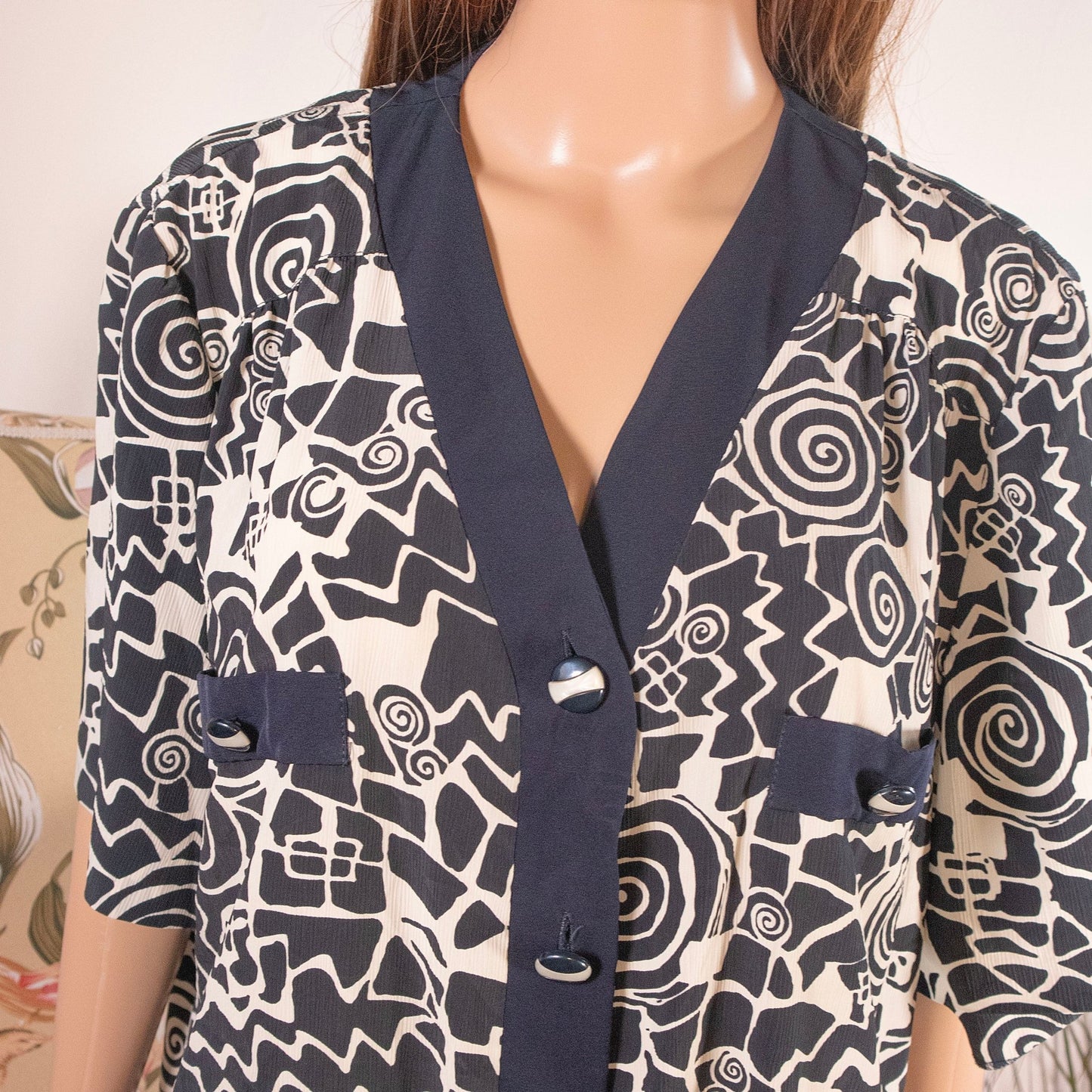 Blusa vintage classica trama geometrica - abbigliamento vintage Rivesty