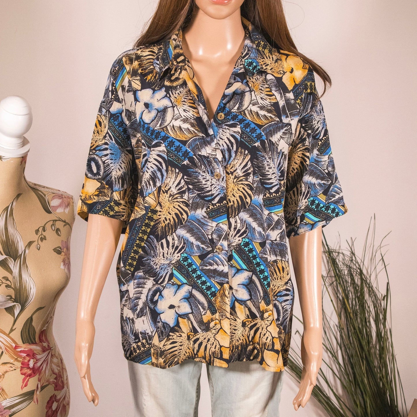 Camicia vintage ‘80/90 fantasia floreale - abbigliamento vintage Rivesty