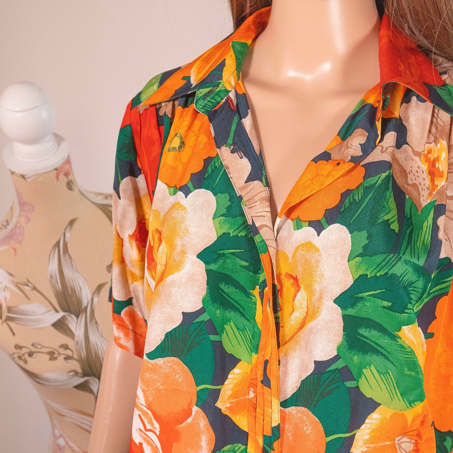 Camicia Vintage a Fiori Anni ’80 Donna – Taglia 46 - abbigliamento vintage Rivesty