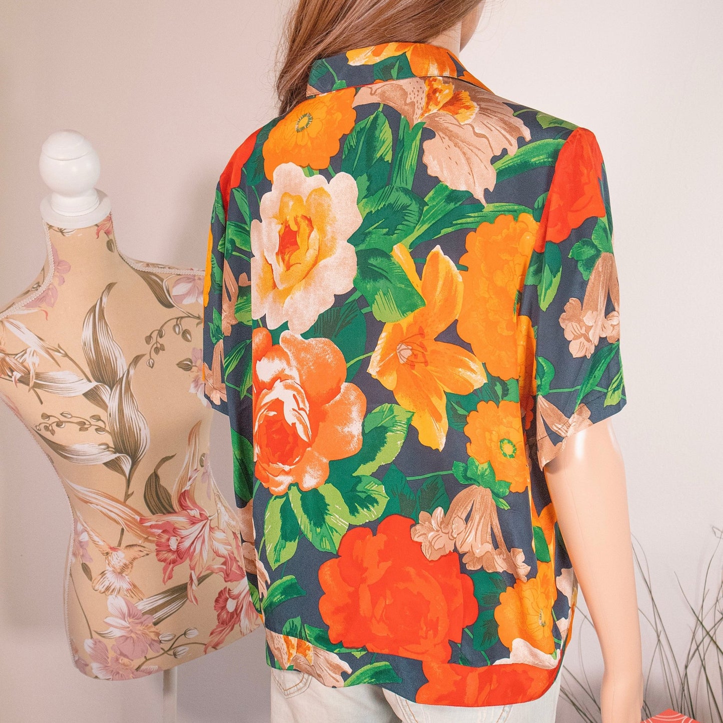 Camicia Vintage a Fiori Anni ’80 Donna – Taglia 46 - abbigliamento vintage Rivesty