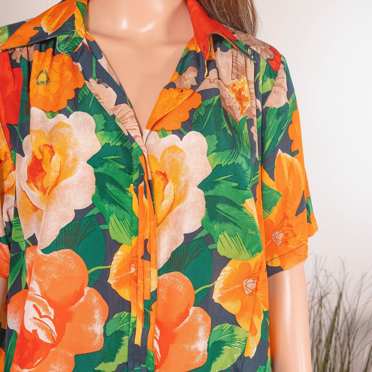 Camicia Vintage a Fiori Anni ’80 Donna – Taglia 46 - abbigliamento vintage Rivesty