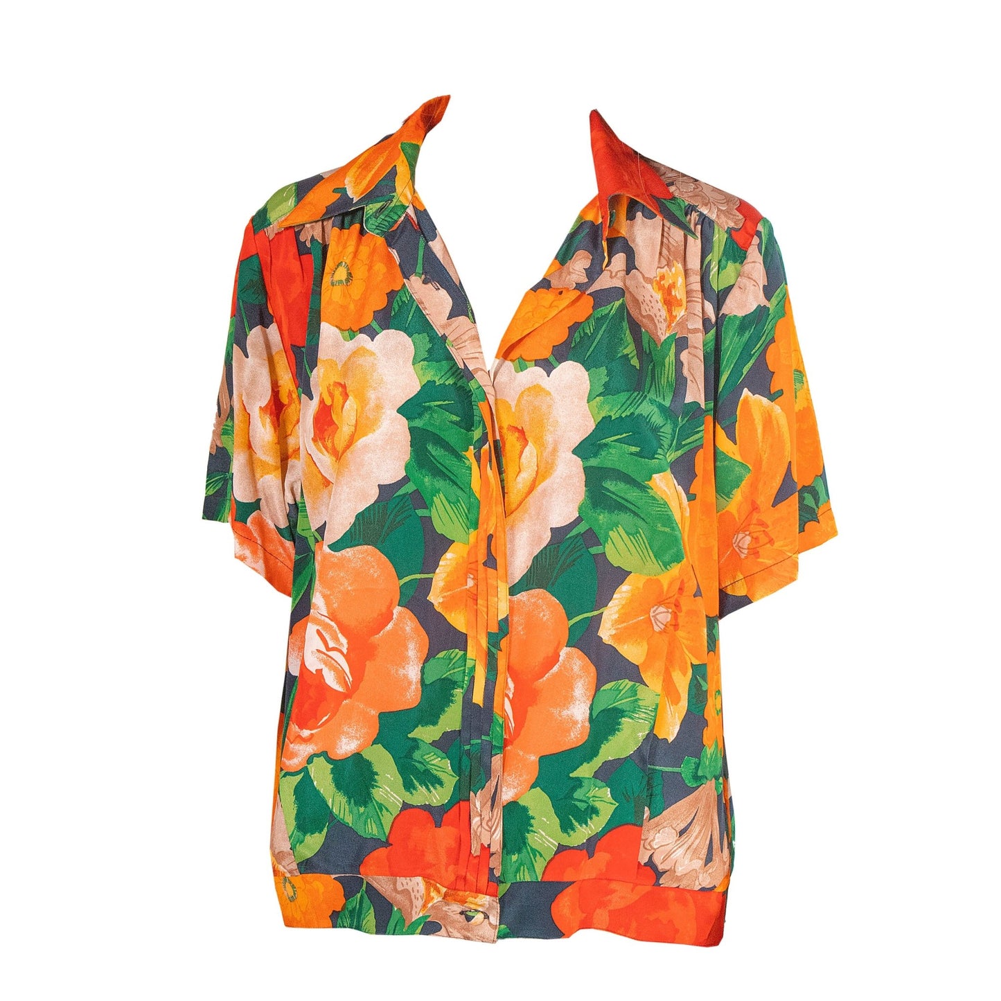 Camicia Vintage a Fiori Anni ’80 Donna – Taglia 46 - abbigliamento vintage Rivesty