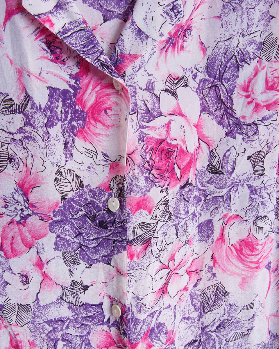 Camicia vintage a fiori Ok Look by Lorena in misto seta – taglia 46 Made in Italy - abbigliamento vintage Rivesty