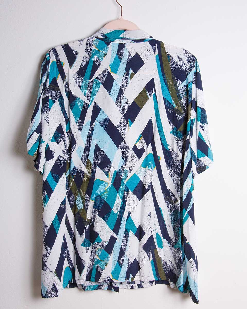 Camicia vintage donna oversize – fantasia astratta – Made in Italy anni ‘90 - abbigliamento vintage Rivesty