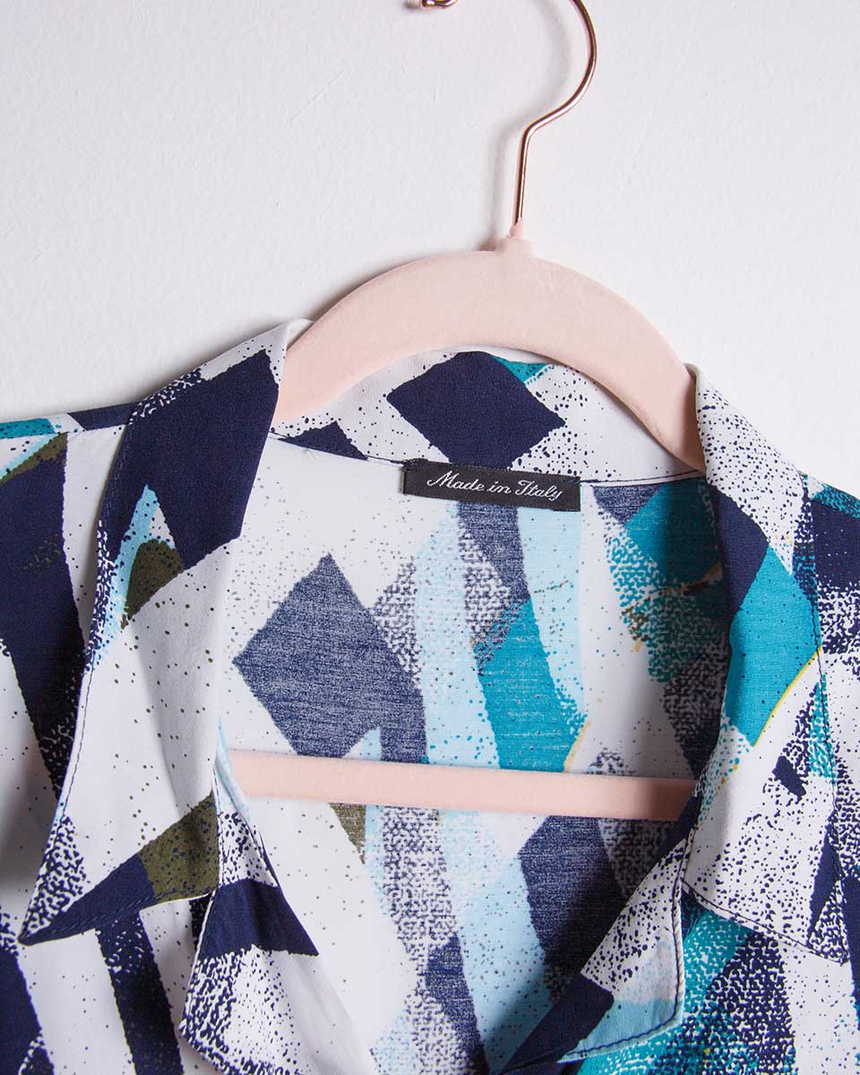Camicia vintage donna oversize – fantasia astratta – Made in Italy anni ‘90 - abbigliamento vintage Rivesty