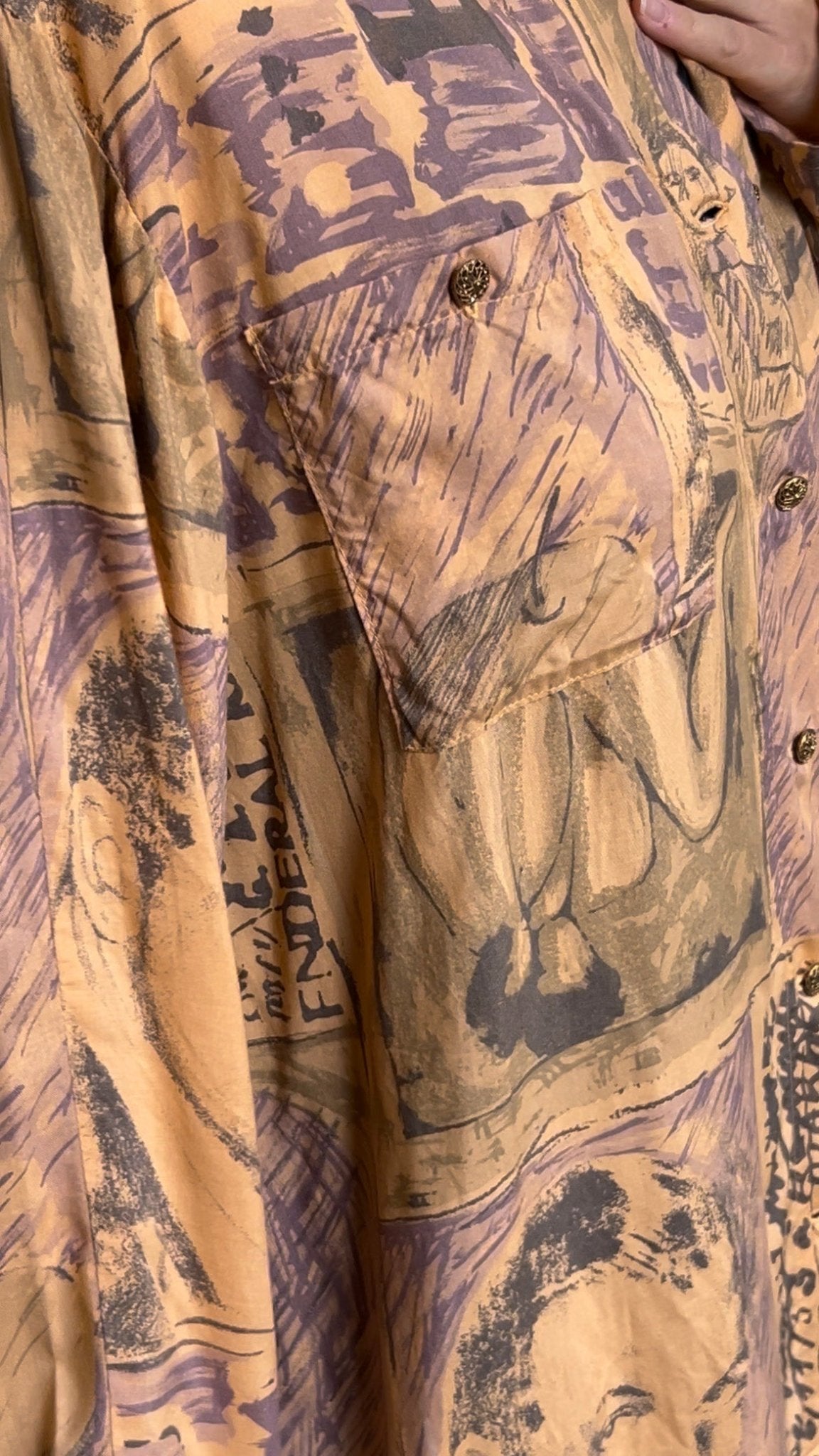 Camicia vintage fantasia arancione anni 90 - abbigliamento vintage Rivesty