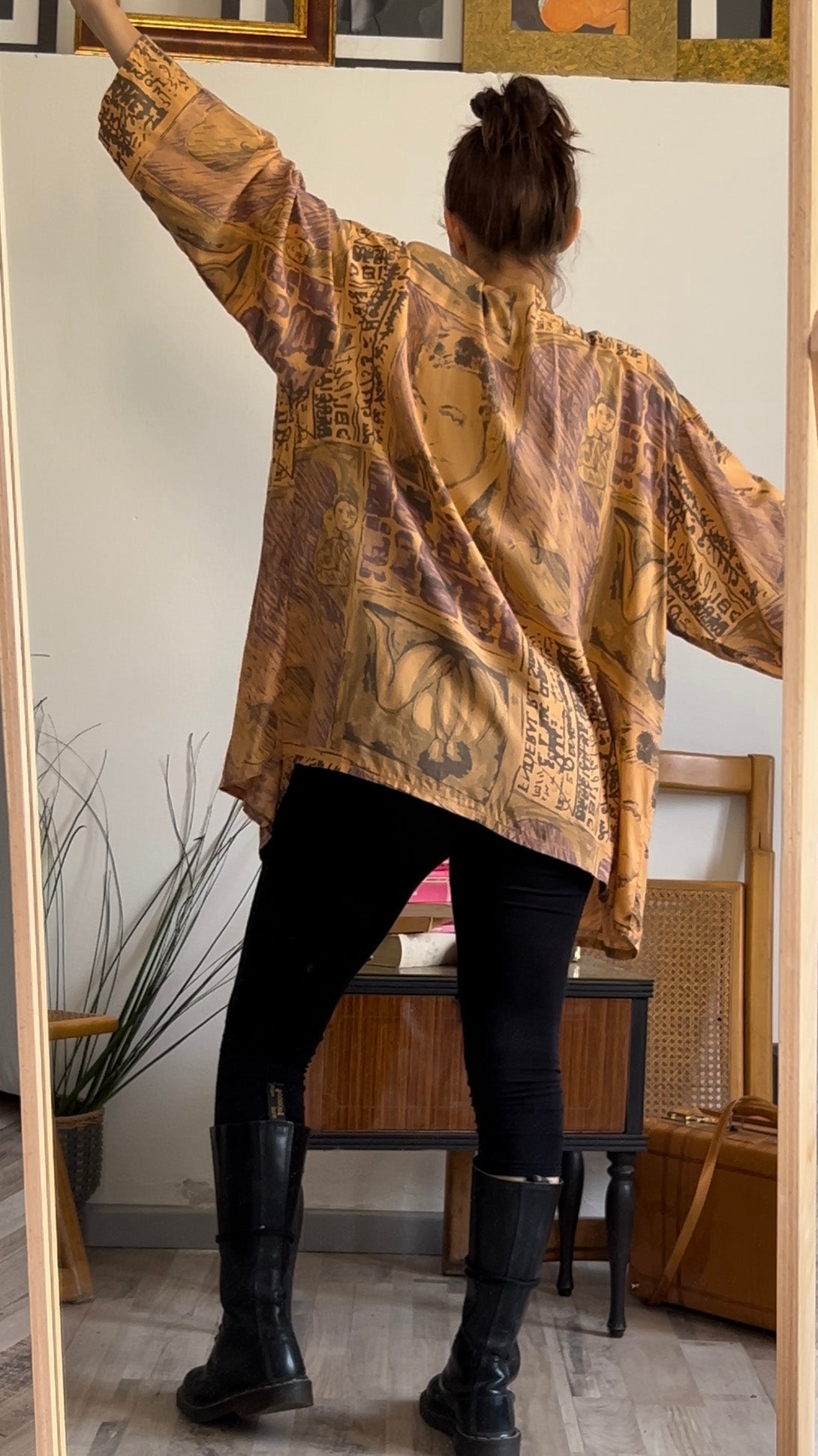 Camicia vintage fantasia arancione anni 90 - abbigliamento vintage Rivesty