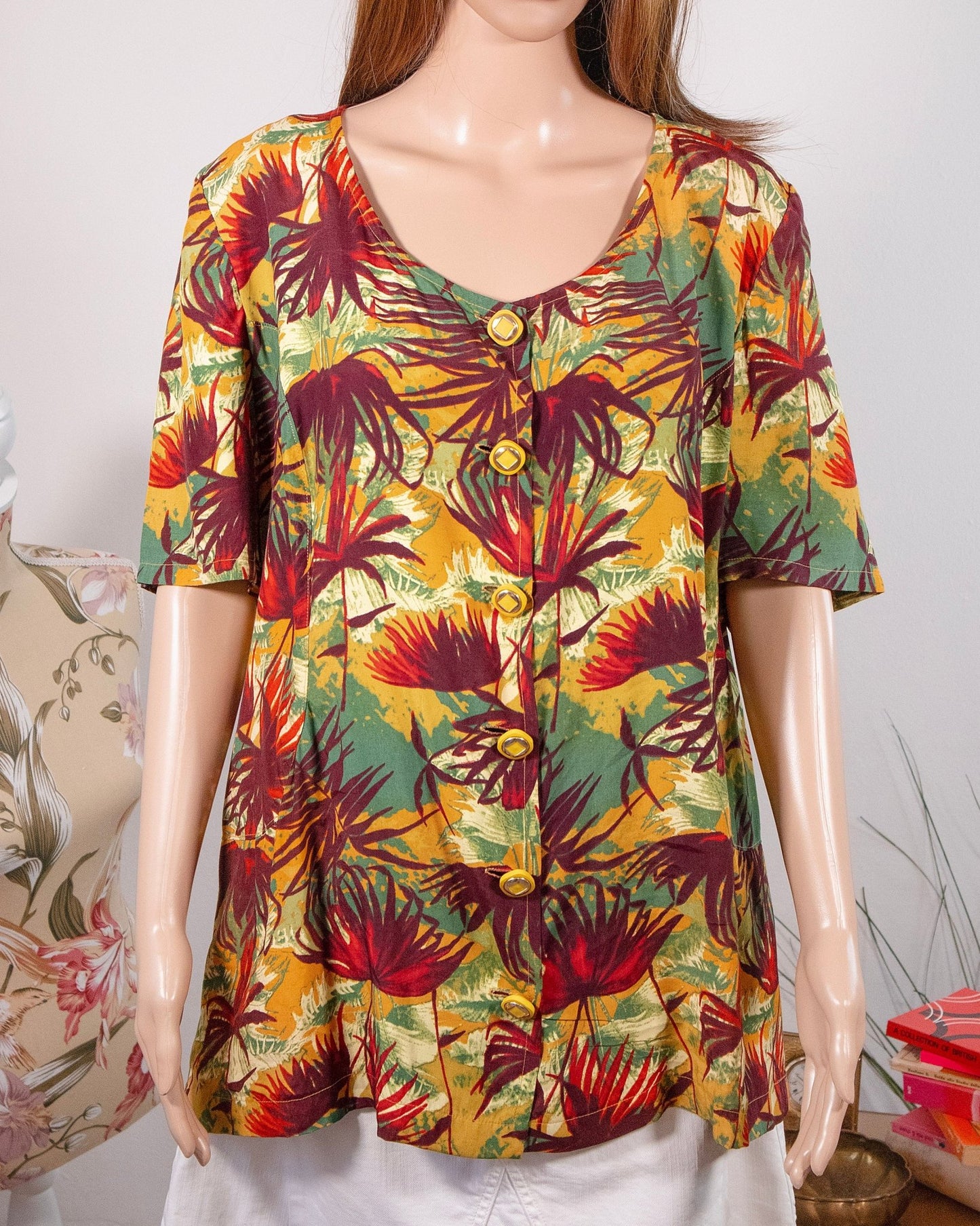 Camicia vintage stile anni '80 palme - abbigliamento vintage Rivesty