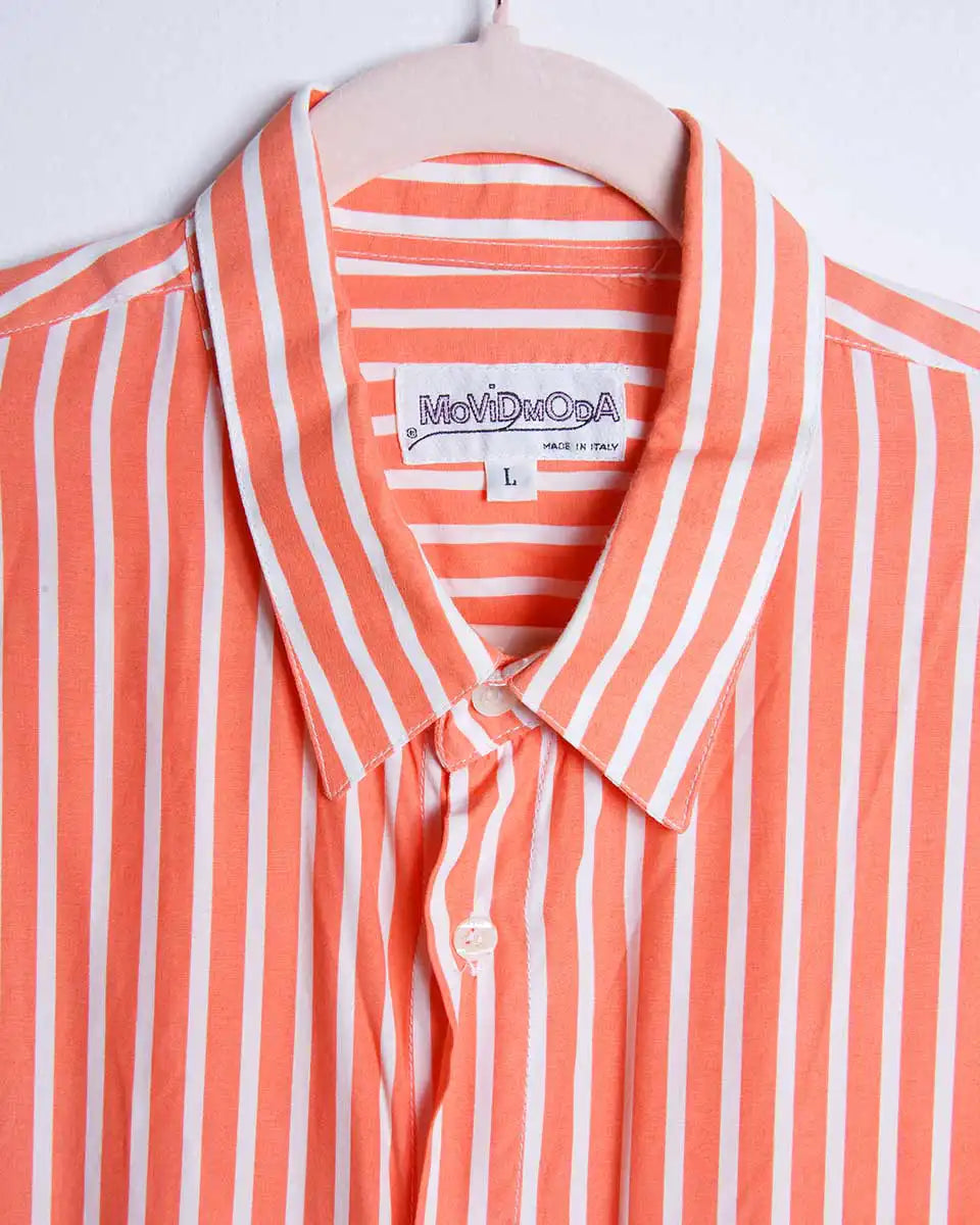 camicia a righe arancioni in cotone made in Italy