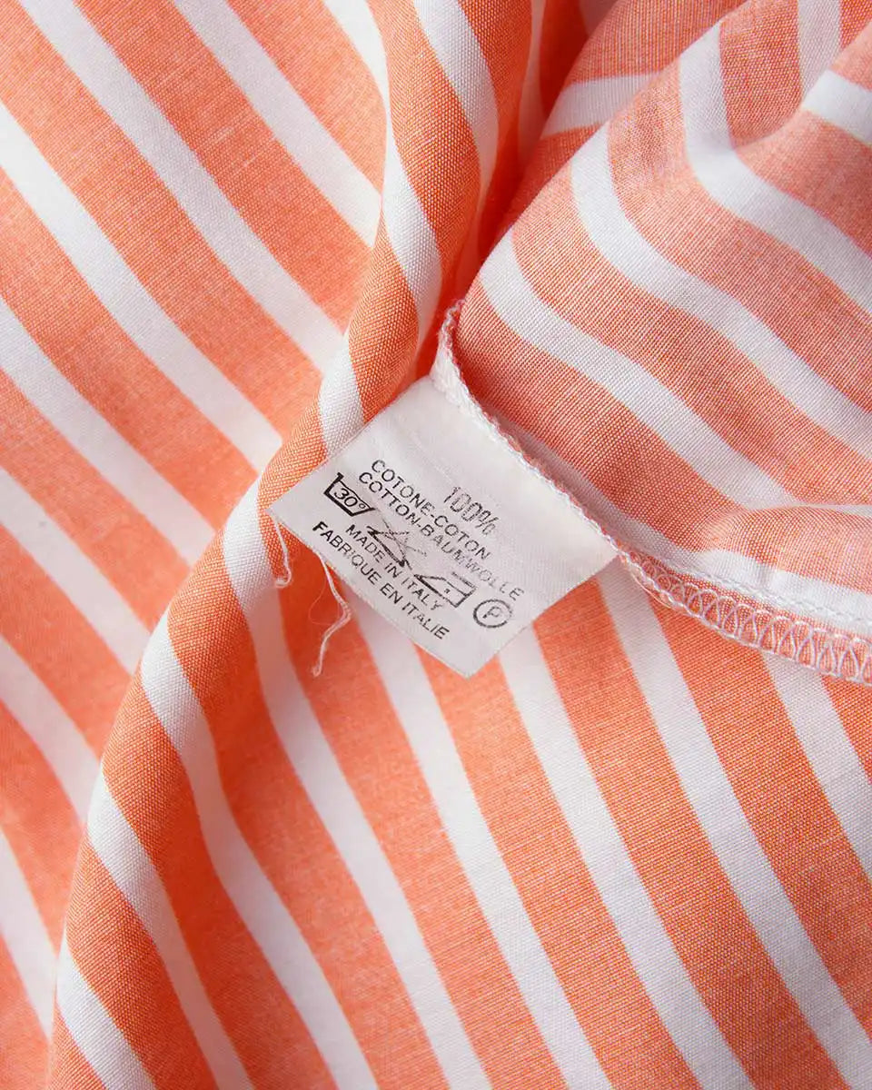 camicia a righe arancioni in cotone made in Italy etichetta composizione