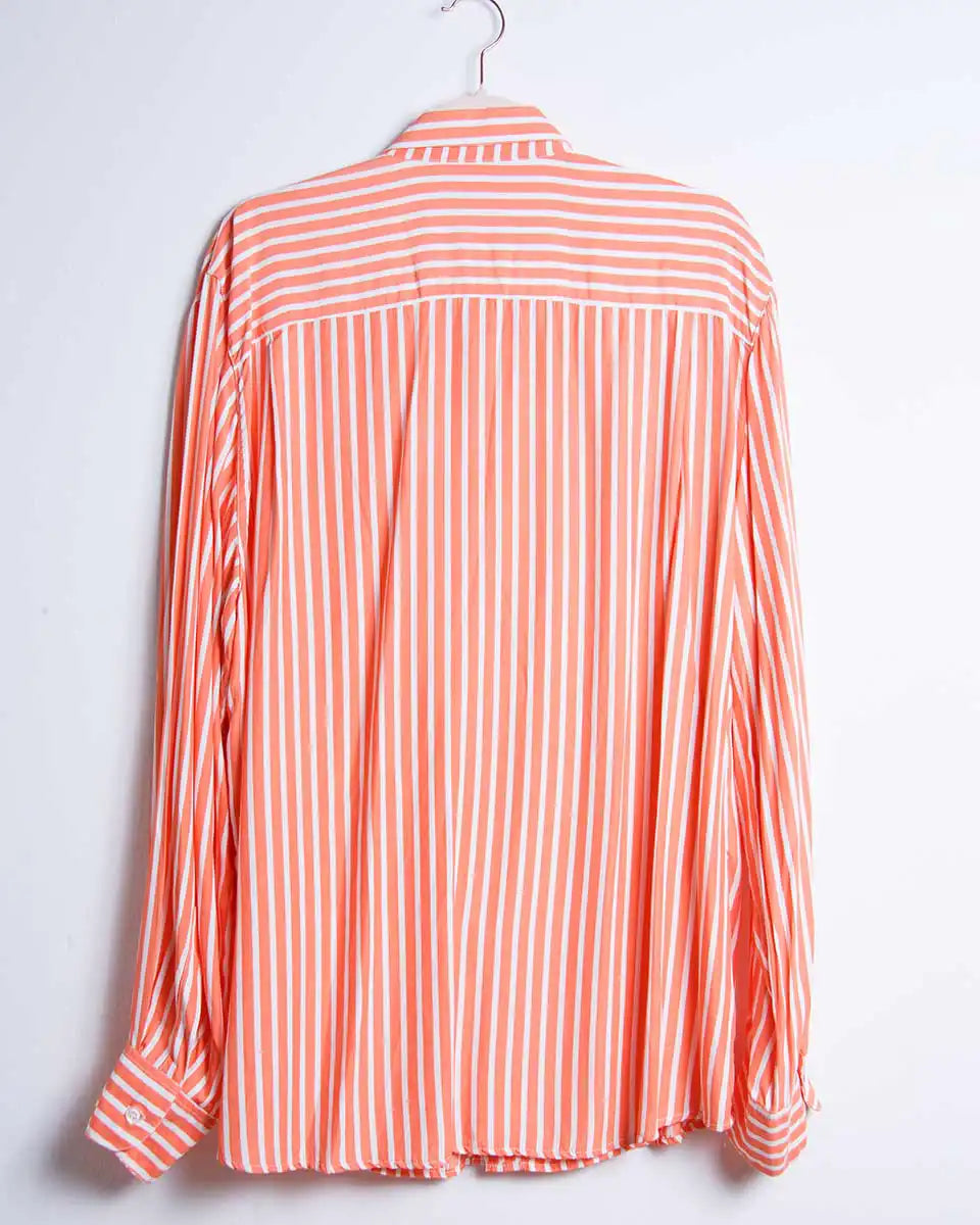 camicia a righe arancioni in cotone made in Italy retro