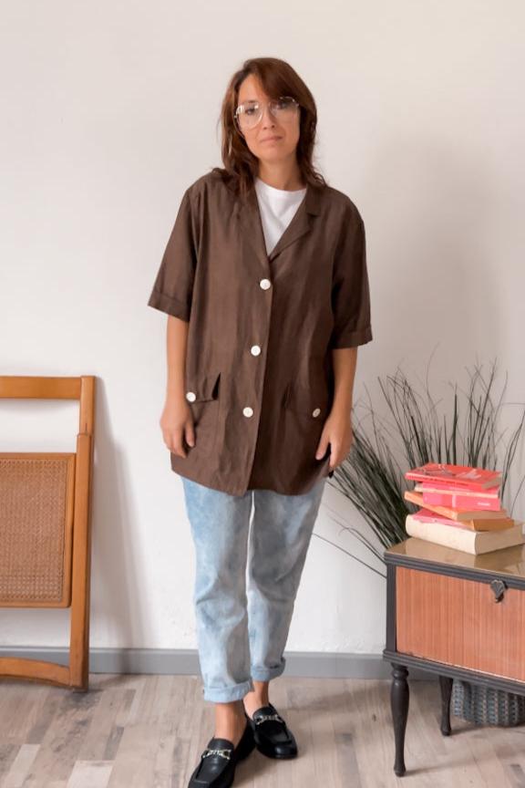 Camiciona vintage Marrone Oversize "Per Te by Krizia" - abbigliamento vintage Rivesty