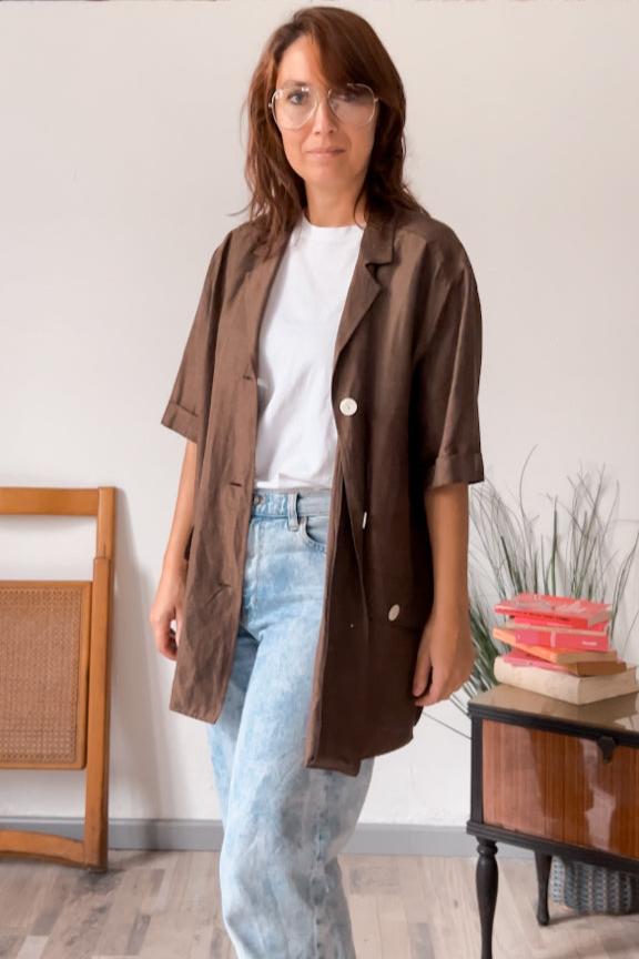Camiciona vintage Marrone Oversize "Per Te by Krizia" - abbigliamento vintage Rivesty