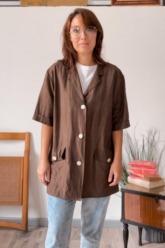 Camiciona vintage Marrone Oversize "Per Te by Krizia" - abbigliamento vintage Rivesty