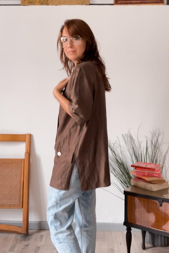 Camiciona vintage Marrone Oversize "Per Te by Krizia" - abbigliamento vintage Rivesty