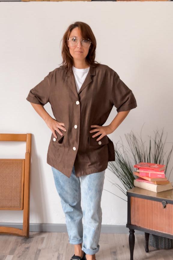 Camiciona vintage Marrone Oversize "Per Te by Krizia" - abbigliamento vintage Rivesty